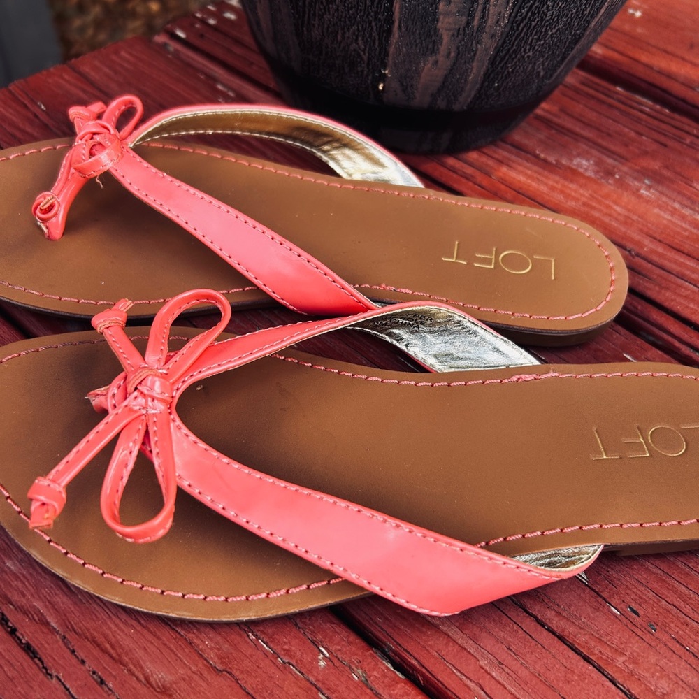 LOFT Vibrant Pink and Brown Sandals